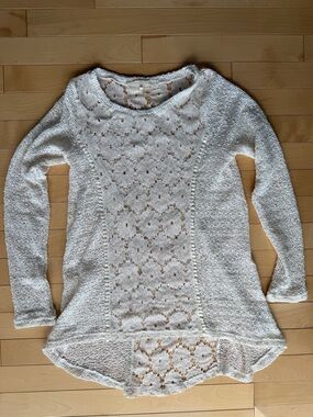 a’reve beach resort west cover up lace embroidered knitted sweater top off white